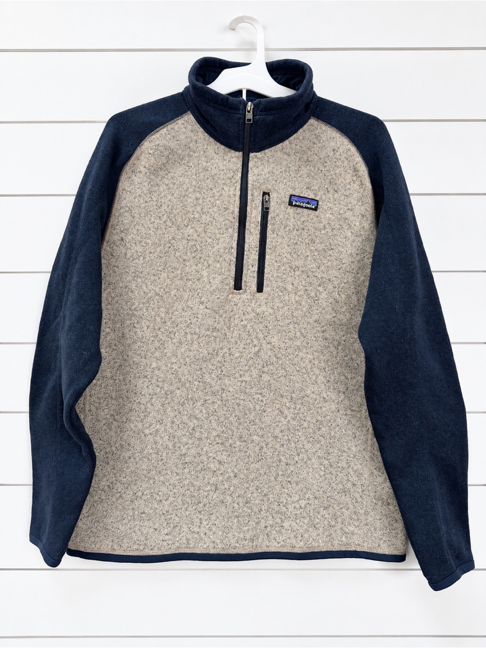 Patagonia Better Sweater 1/4 Zip Oar Tan Vessel Blue Men’s L